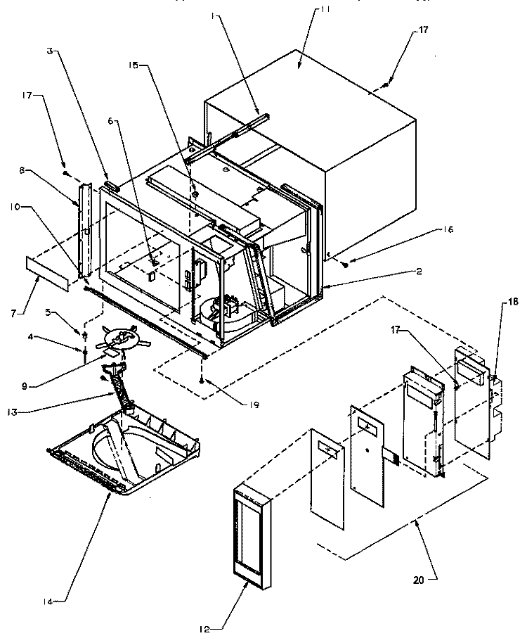 CHASSIS ASSY & CONTROL PANEL Diagram and Parts List for FBG623T P1191202M Amana Microwave
