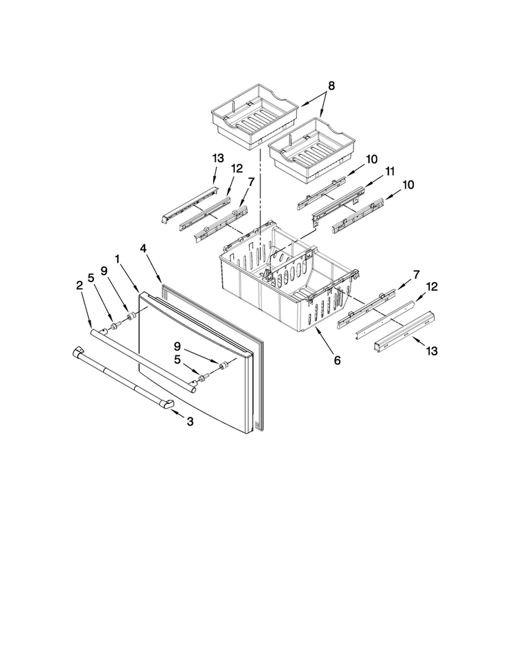 Freezer Door Parts Diagram and Parts List for JFI2589AES3  Jenn-Air Refrigerator