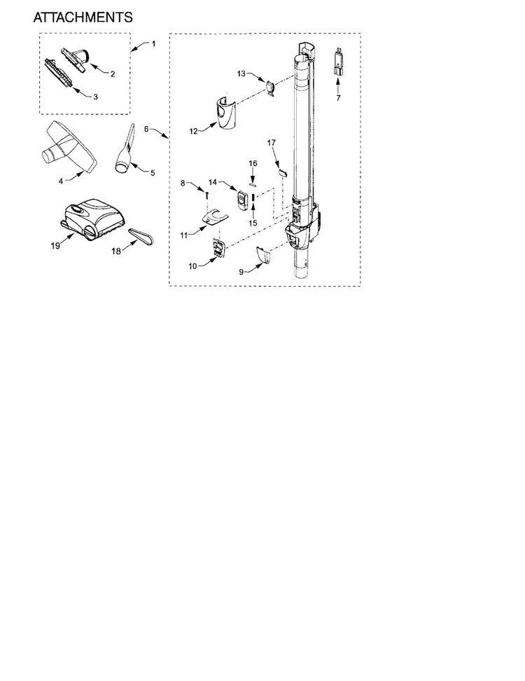Attachments Diagram and Parts List for 11627914700  Kenmore Canister Vacuum