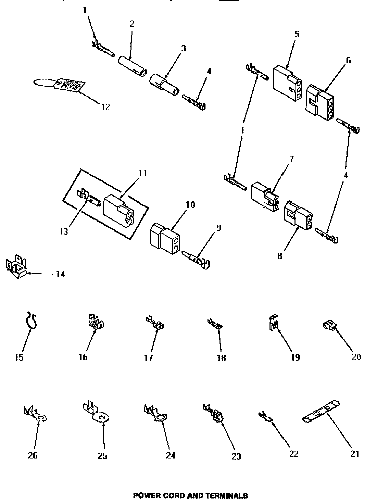 POWER CORD & TERMINALS Diagram and Parts List for FE0080  Speed Queen Dryer