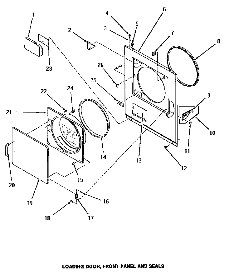 LOADING DOOR, FRONT PANEL & SEALS Diagram and Parts List for HG2980  Speed Queen Dryer