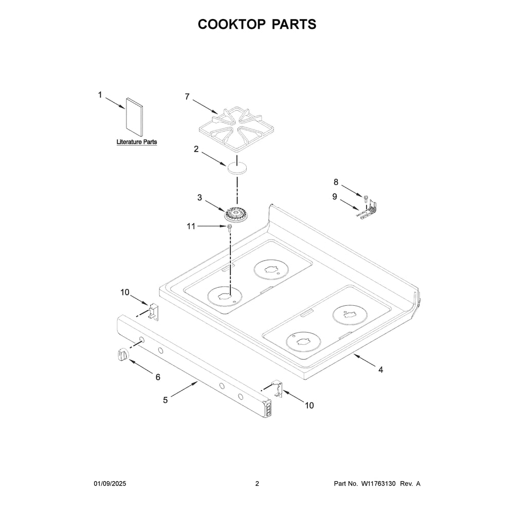 Cooktop Parts Diagram and Parts List for CRGW3484RS0  Crosley Range