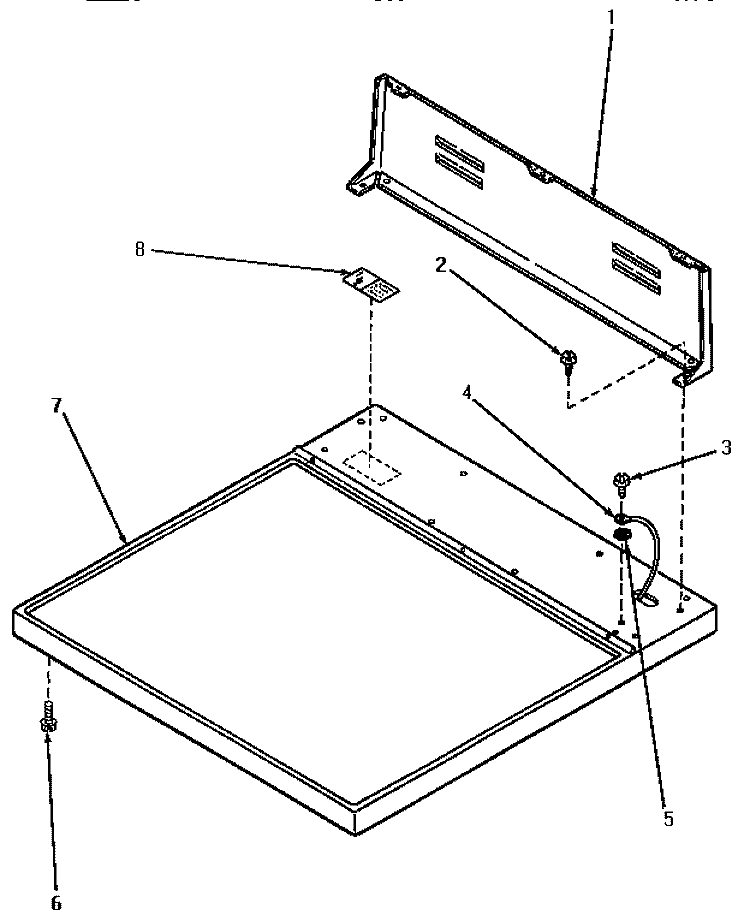 CABINET TOP & CONTROL HOOD REAR PANEL Diagram and Parts List for KG6539  Speed Queen Dryer