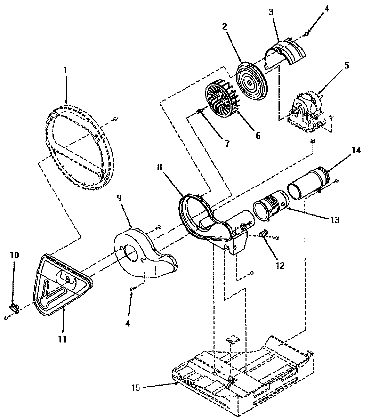 DUCT ASSY, CASING AND FAN Diagram and Parts List for YE1203  Speed Queen Dryer