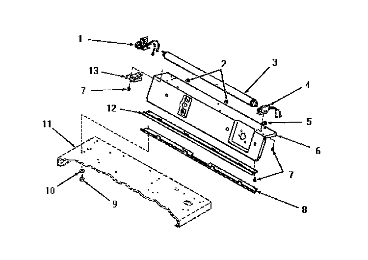 PANEL SUPPORT PLATE & BRACKET Diagram and Parts List for DE9021  Speed Queen Dryer