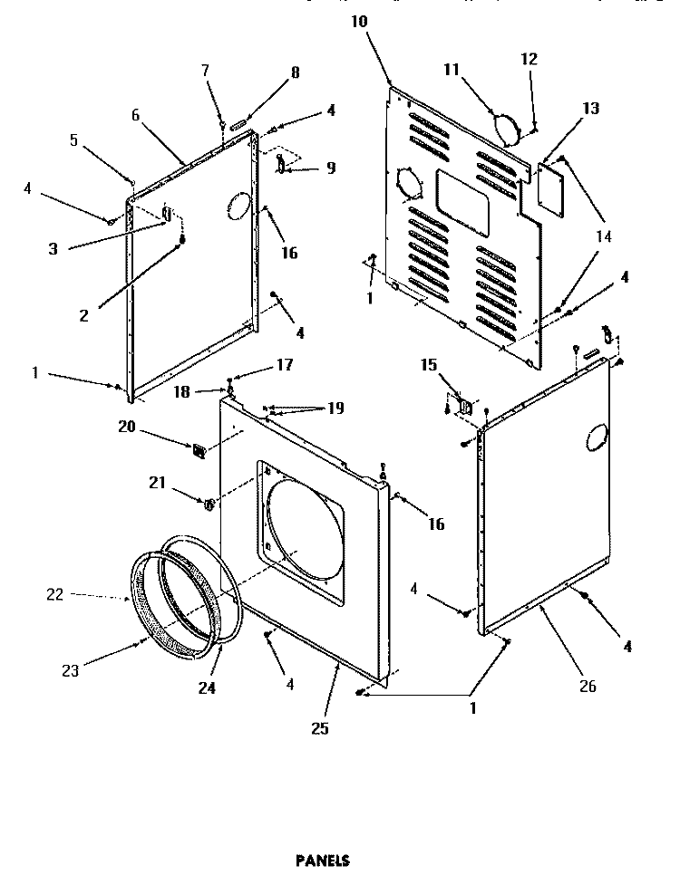 PANELS Diagram and Parts List for DE9021  Speed Queen Dryer
