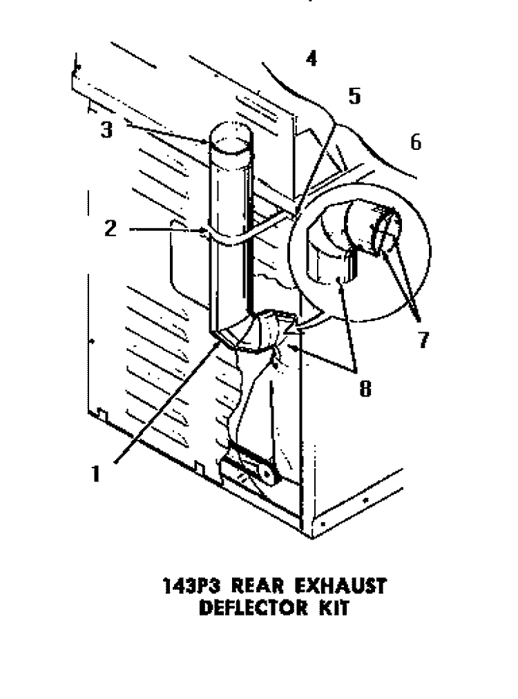 143P3 REAR EXHAUST DEFLECTOR KIT Diagram and Parts List for DE9021  Speed Queen Dryer
