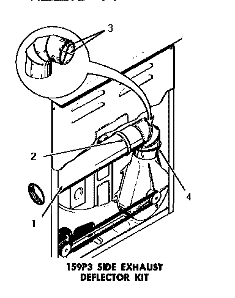 159P3 SIDE EXHAUST DEFLECTOR KIT Diagram and Parts List for DE9021  Speed Queen Dryer