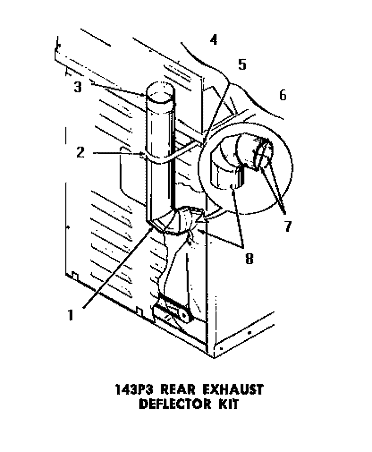 143P3 REAR EXHAUST DEFLECTOR KIT Diagram and Parts List for DE3231  Speed Queen Dryer