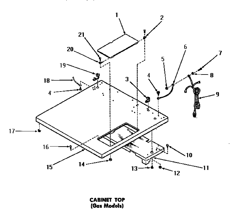 CABINET TOP Diagram and Parts List for DG3350  Speed Queen Dryer