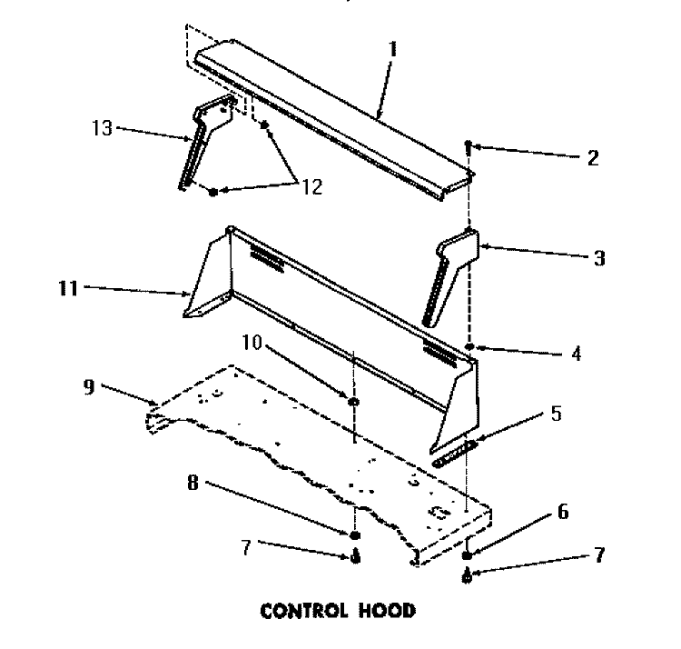 CONTROL HOOD Diagram and Parts List for DG3350  Speed Queen Dryer
