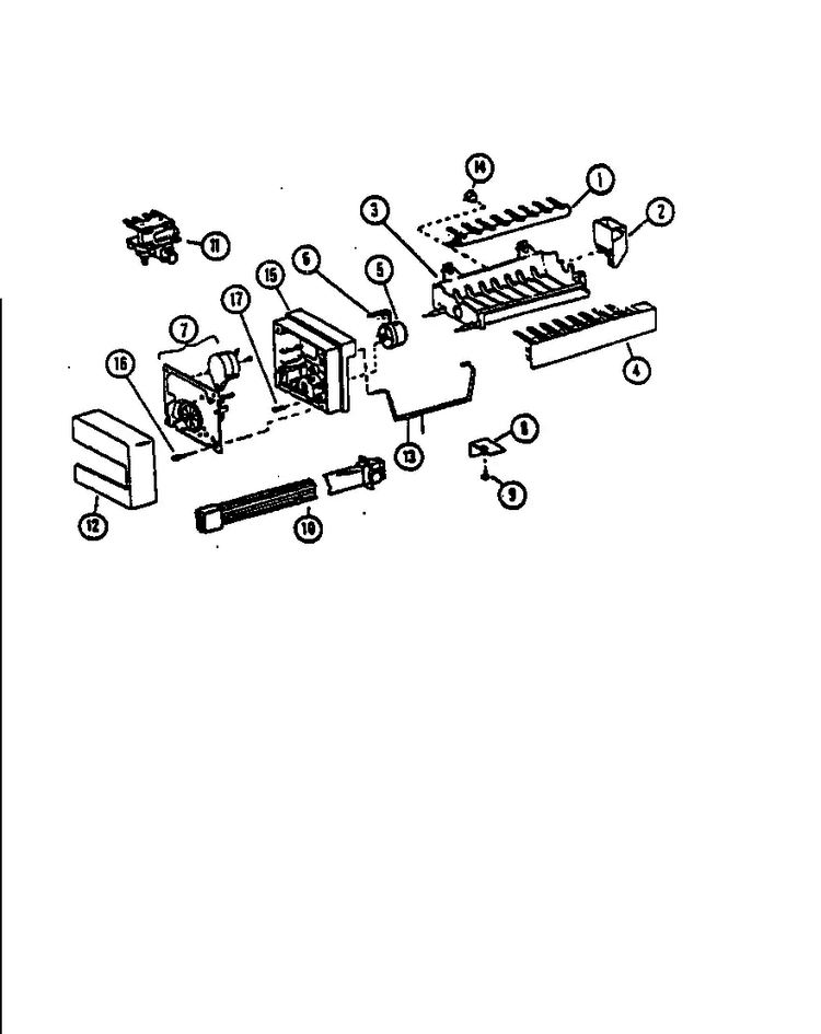 8 Cube Compact Ice Maker Diagram and Parts List for SZD27NE-P1162410WE  Amana Refrigerator