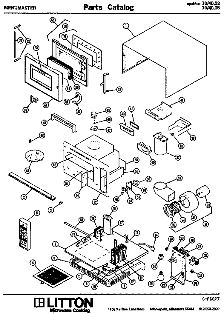 Page 1 Diagram and Parts List for 70/4005  Litton Microwave
