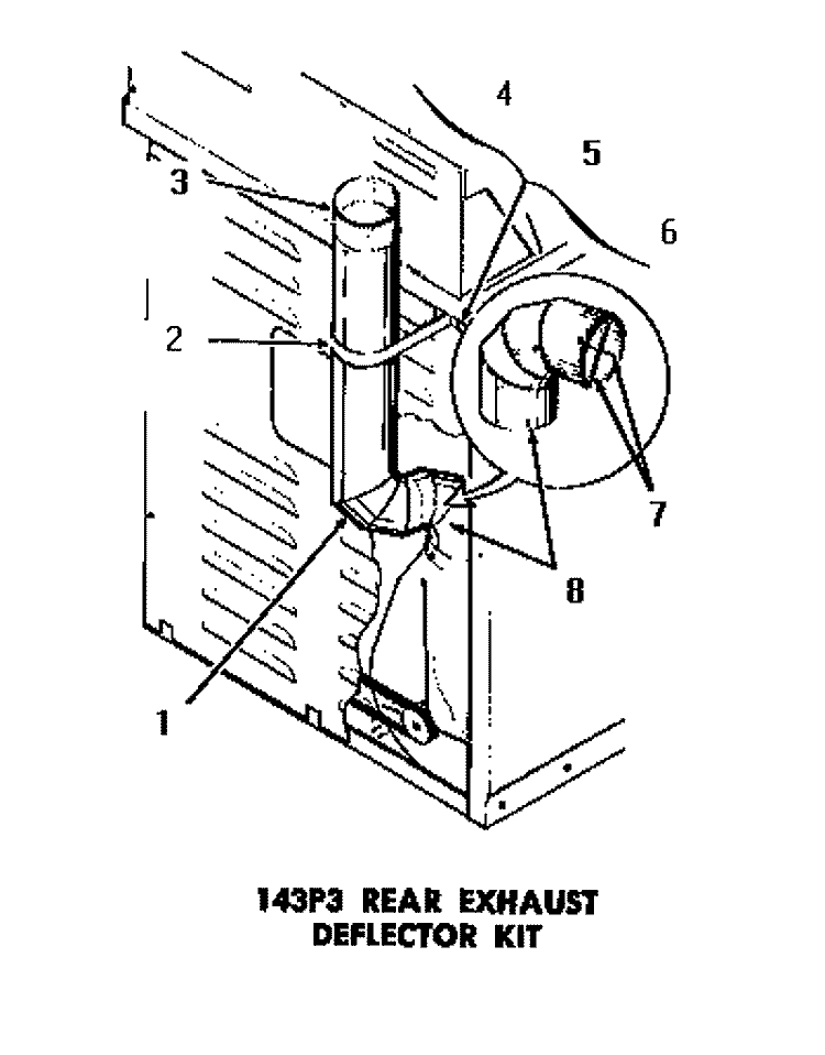 143P3 REAR EXHAUST DEFLECTOR KIT Diagram and Parts List for DG3350  Speed Queen Dryer