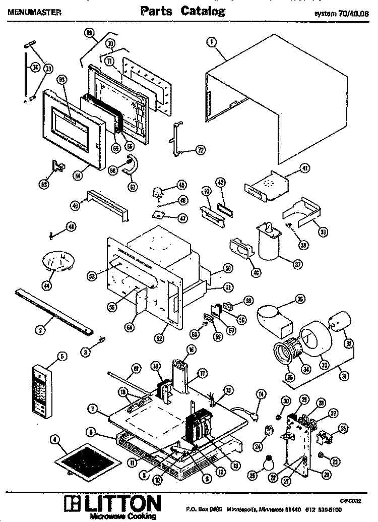 Page 1 Diagram and Parts List for 70/4006  Litton Microwave