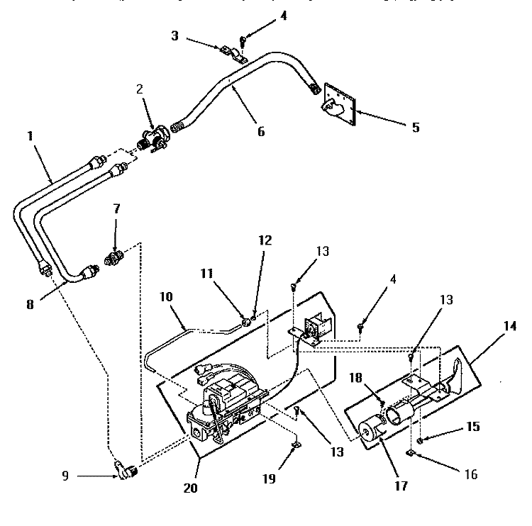 NON - ``M`` MODELS - - STANDING PILOT BURNER Diagram and Parts List for DG6241  Speed Queen Dryer