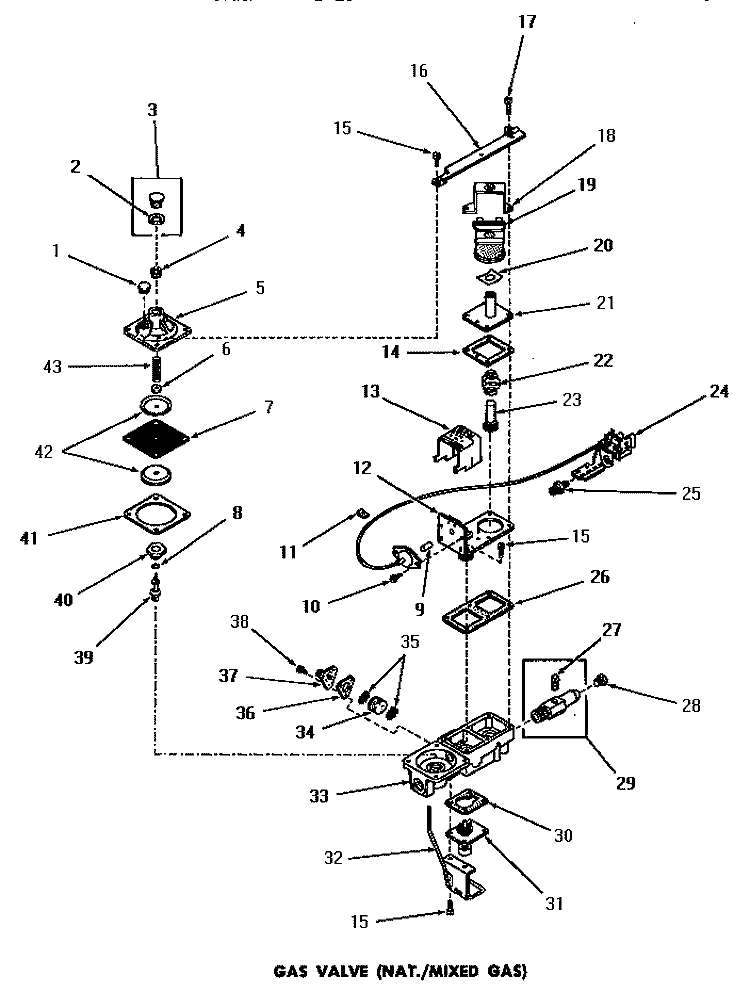 GAS VALVE (NAT. / MIXED GAS) Diagram and Parts List for DG6241  Speed Queen Dryer