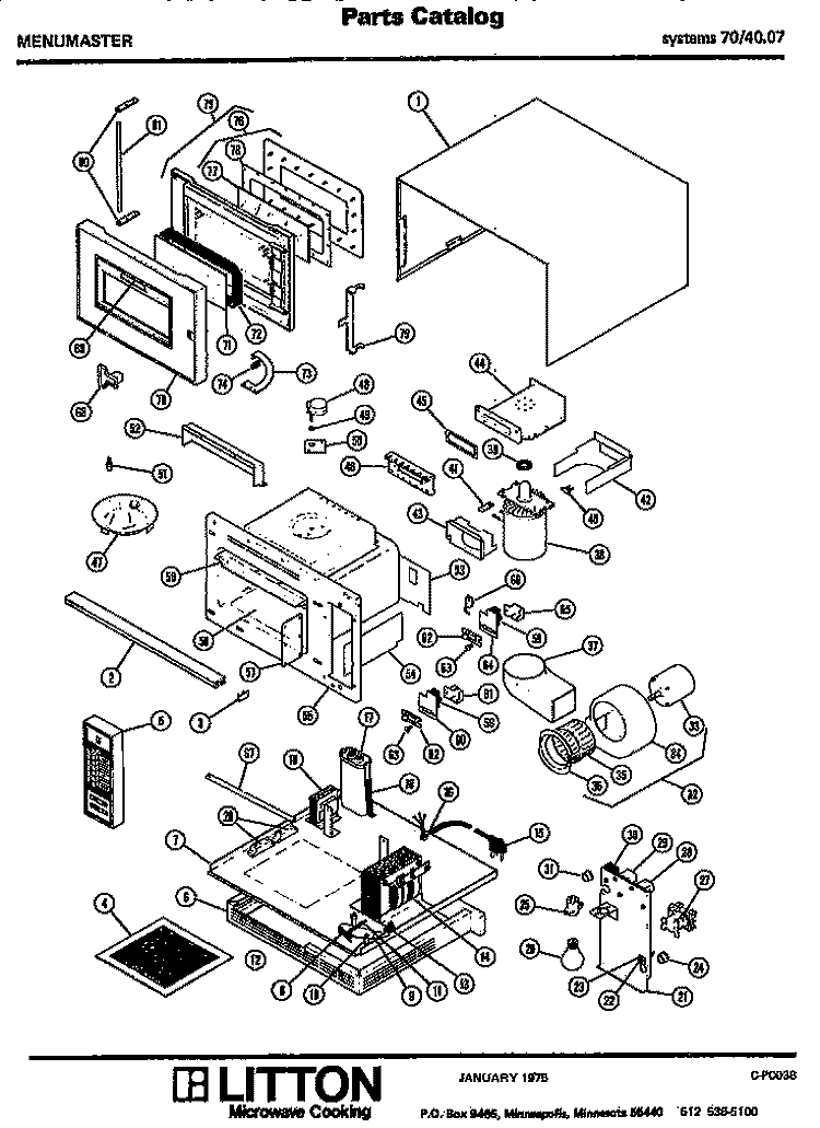 Page 1 Diagram and Parts List for 70/4007  Litton Microwave