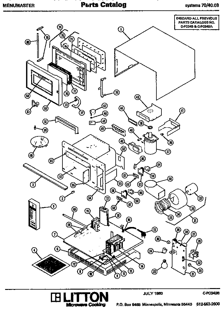Page 1 Diagram and Parts List for 70/4008  Litton Microwave