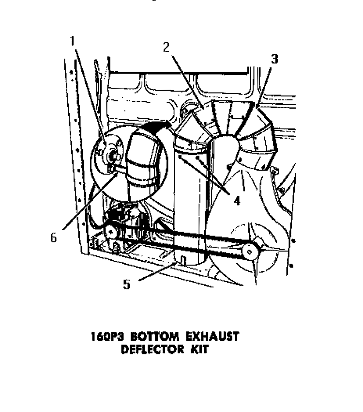 160P3 BOTTOM EXHAUST DEFLECTOR KIT Diagram and Parts List for DG6241  Speed Queen Dryer