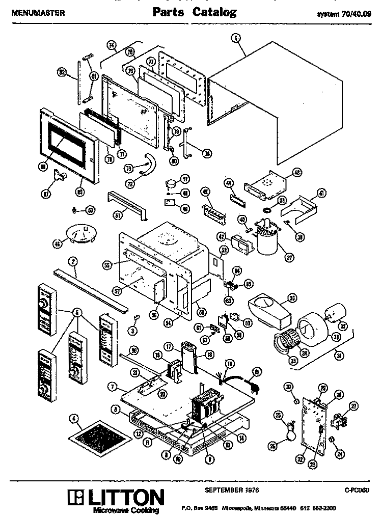 Page 1 Diagram and Parts List for 70/4009  Litton Microwave