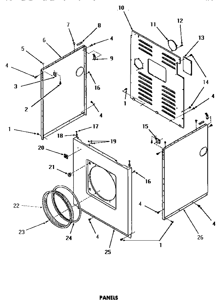 PANELS Diagram and Parts List for DE6081  Speed Queen Dryer