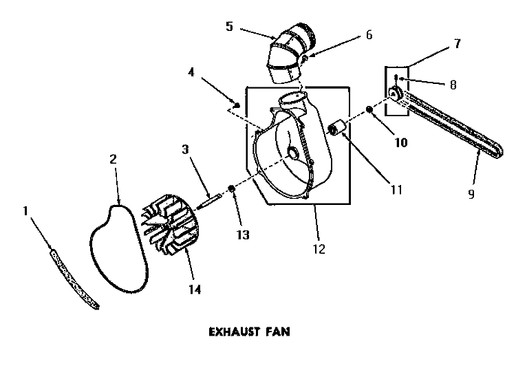 EXHAUST FAN Diagram and Parts List for DE6081  Speed Queen Dryer