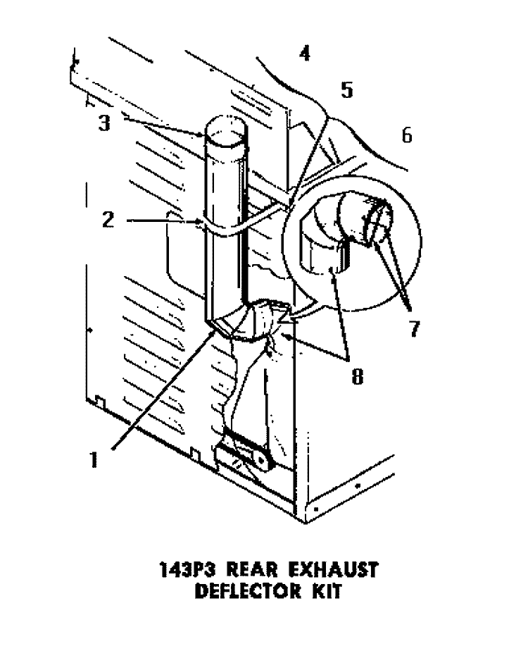 143P3 REAR EXHAUST DEFLECTOR KIT Diagram and Parts List for DE6081  Speed Queen Dryer