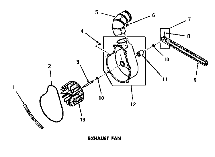 EXHAUST FAN Diagram and Parts List for DG3860  Speed Queen Dryer