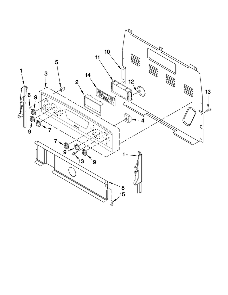 Control Panel Parts Diagram and Parts List for AER5845QAF17  Amana Range