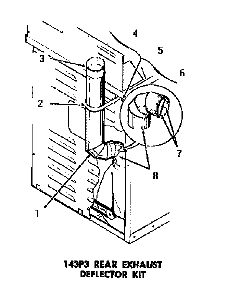 143P3 REAR EXHAUST DEFLECTOR KIT Diagram and Parts List for DG3860  Speed Queen Dryer