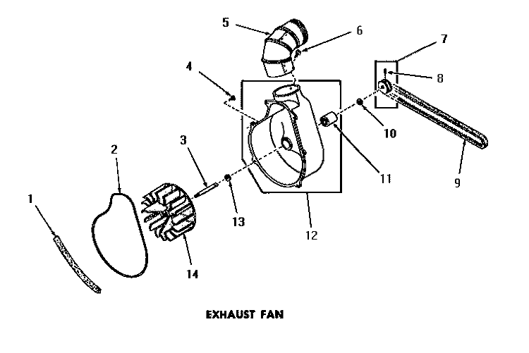 EXHAUST FAN Diagram and Parts List for DE3670  Speed Queen Dryer