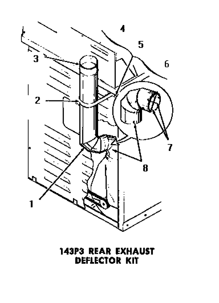 143P3 REAR EXHAUST DEFLECTOR KIT Diagram and Parts List for DE3670  Speed Queen Dryer