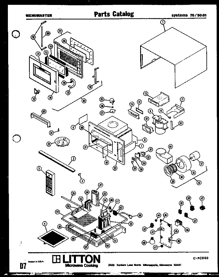 Page 1 Diagram and Parts List for 70/5001  Litton Microwave