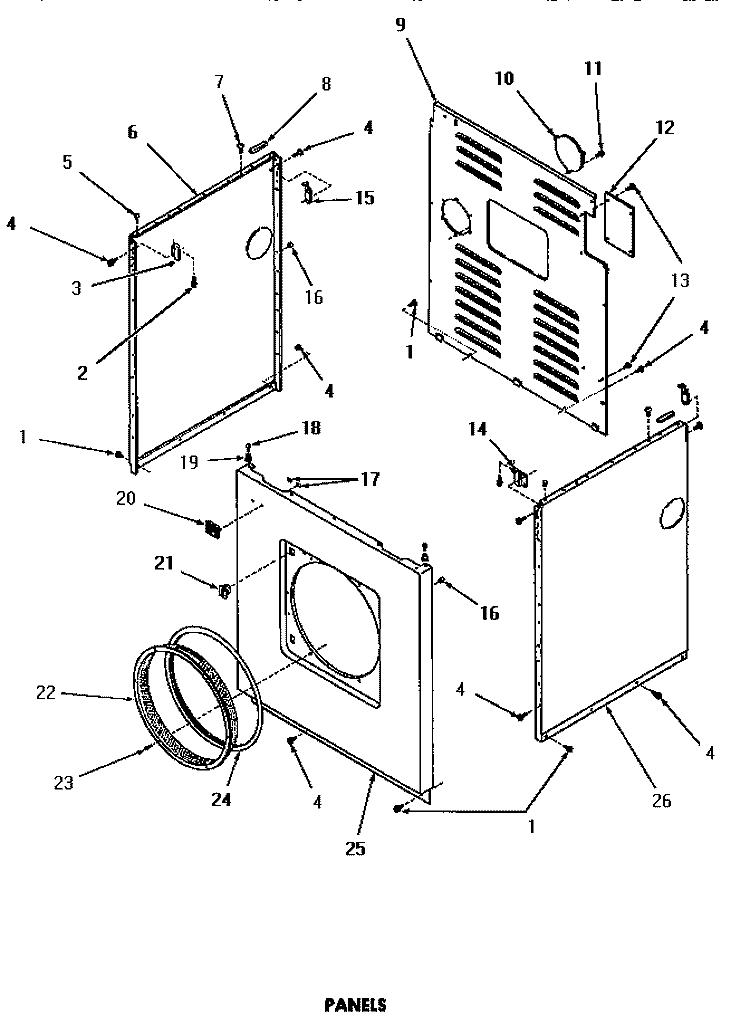 PANELS Diagram and Parts List for DG6271  Speed Queen Dryer