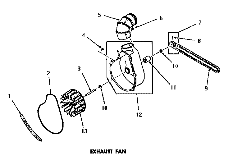 EXHAUST FAN Diagram and Parts List for DG6271  Speed Queen Dryer