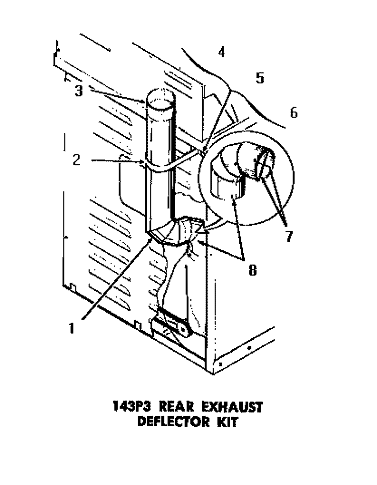 143P3 REAR EXHAUST DEFLECTOR KIT Diagram and Parts List for DG6271  Speed Queen Dryer