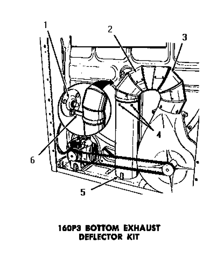 160P3 BOTTOM EXHAUST DEFLECTOR KIT Diagram and Parts List for DG6271  Speed Queen Dryer