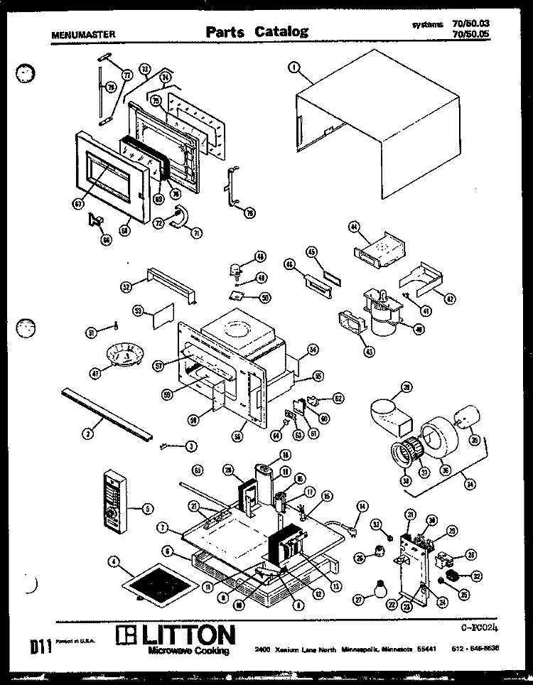 Page 1 Diagram and Parts List for 70/5003  Litton Microwave
