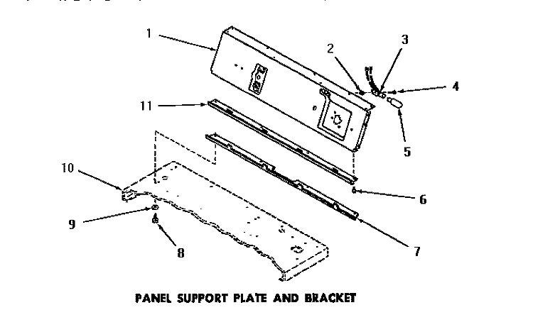 PANEL SUPPORT PLATE & BRACKET Diagram and Parts List for DE6051  Speed Queen Dryer