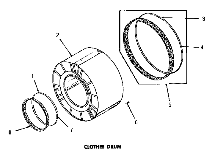 CLOTHES DRUM Diagram and Parts List for DE6051  Speed Queen Dryer