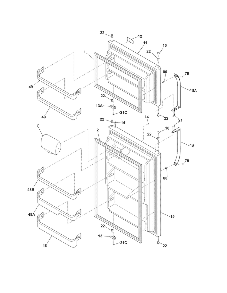 Door Diagram and Parts List for CFTR1826PS5  Crosley Refrigerator