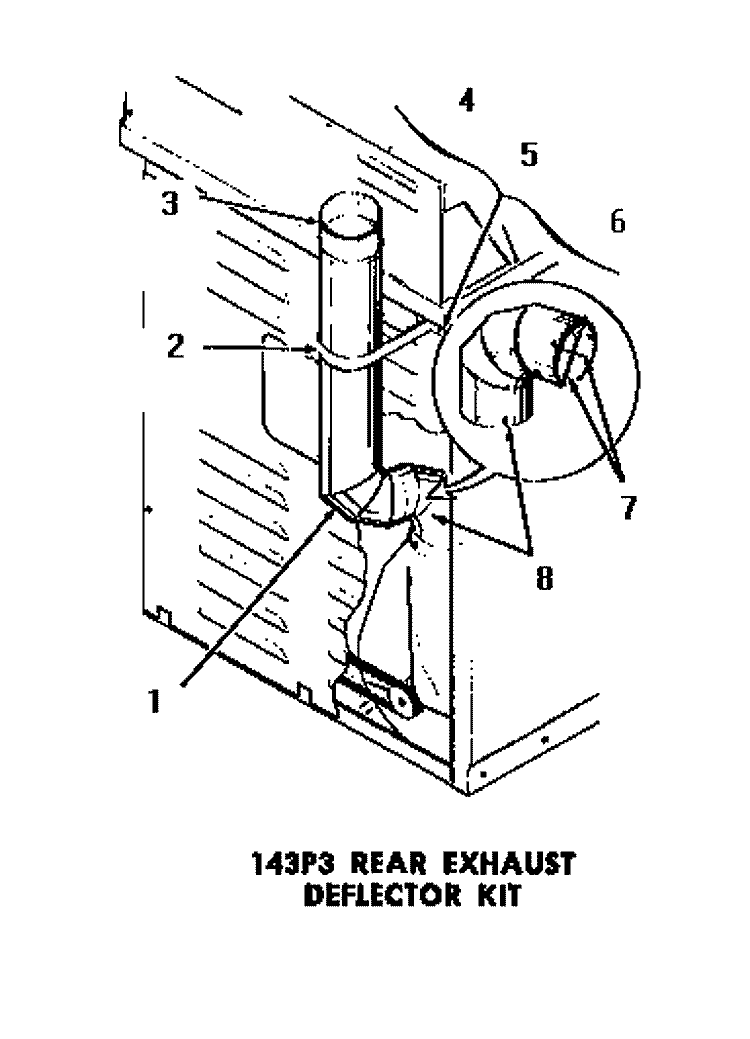 143P3 REAR EXHAUST DEFLECTOR KIT Diagram and Parts List for DE6051  Speed Queen Dryer