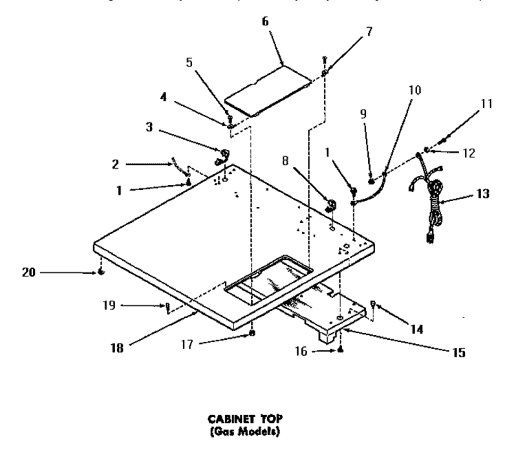 CABINET TOP Diagram and Parts List for DG6161  Speed Queen Dryer