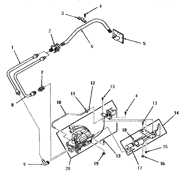 NON - ``M`` MODELS - - STANDING PILOT BURNER Diagram and Parts List for DG6161  Speed Queen Dryer