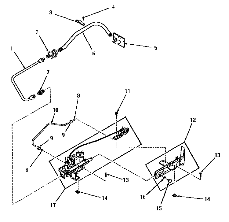 ``M`` MODELS - - STANDING PILOT BURNER Diagram and Parts List for DG6161  Speed Queen Dryer