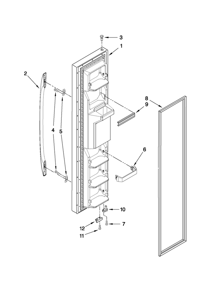 Freezer Door Parts Diagram and Parts List for MSD2272VES02  Maytag Refrigerator