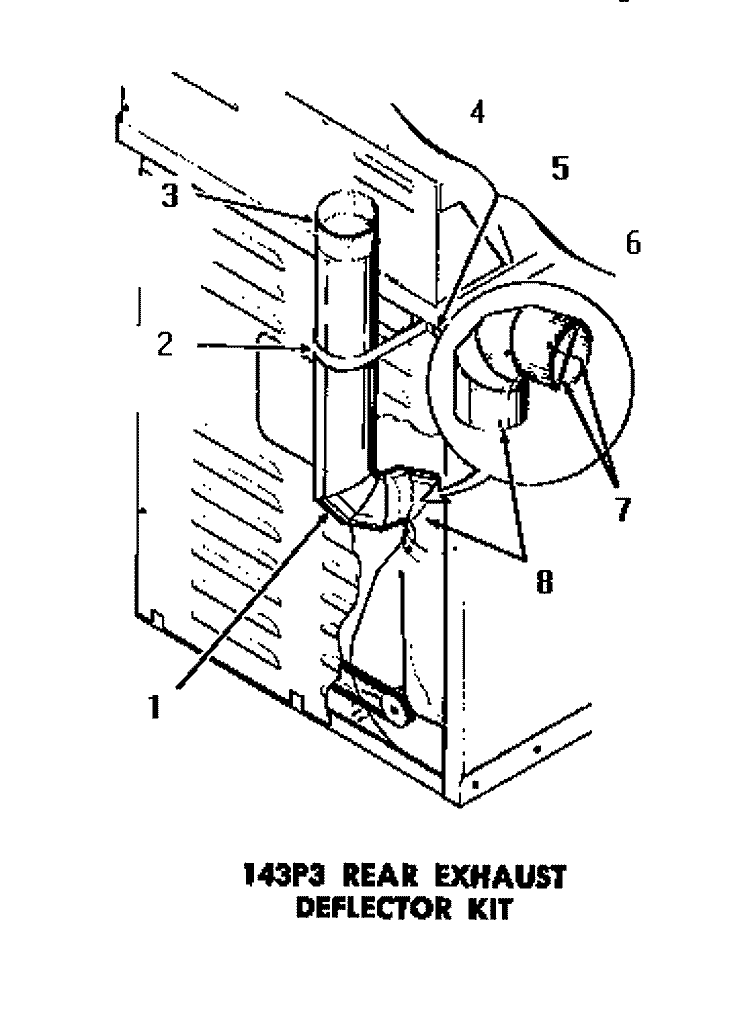 143P3 REAR EXHAUST DEFLECTOR KIT Diagram and Parts List for DG6161  Speed Queen Dryer