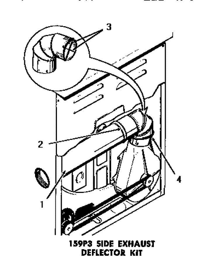 159P3 SIDE EXHAUST DEFLECTOR KIT Diagram and Parts List for DG6161  Speed Queen Dryer