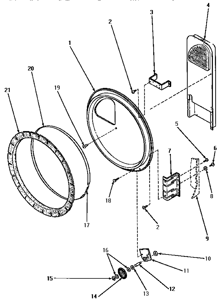 REAR BLKHD, FELT SEAL & CYLINDER ROLLER Diagram and Parts List for KE5313  Speed Queen Dryer